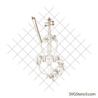 Violin with lily flowers svg | Floral violin svg
