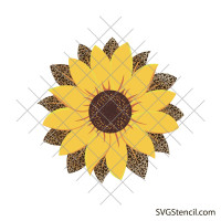 Sunflower slipart png | Leopard sunflower svg