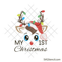 Christmas reindeer with light string svg
