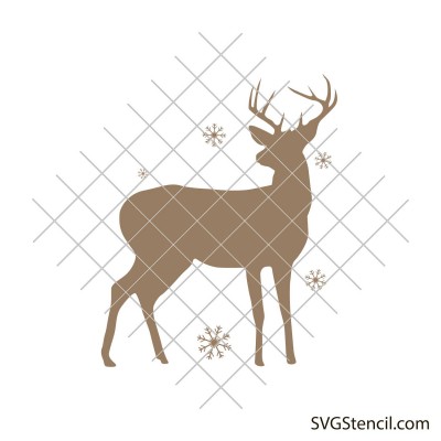 Standing reindeer svg | Deer and snowflakes svg