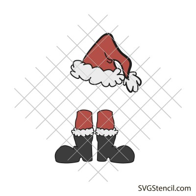 Santa hat and boots svg clipart