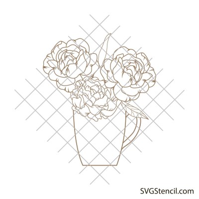 Peonies in a vase svg | Peony svg