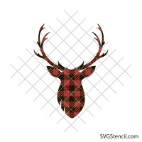 Buffalo plaid reindeer svg | Deer skull svg