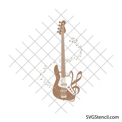 Electric guitar and music notes svg