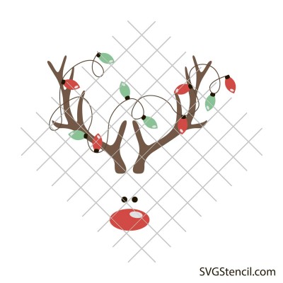 Antlers with lights svg | Christmas reindeer svg