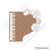 Piano keys with roses svg | Layered design