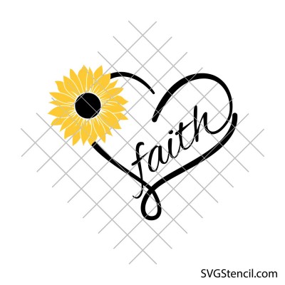 Sunflower faith hope love svg |Sunflower heart svg