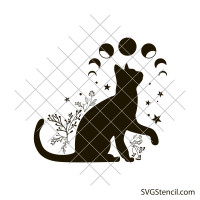 Cat moon phase svg | Cosmic cat svg