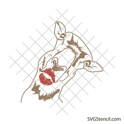 Llama with red kissing lips svg