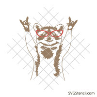Funny raccoon with glasses svg