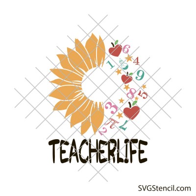 Sunflower teacher svg | Teacher life svg