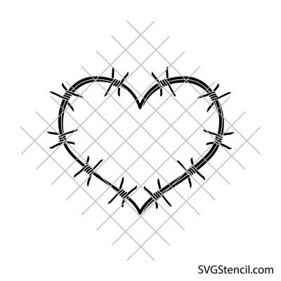 Barbed wire heart svg | Barb wire svg