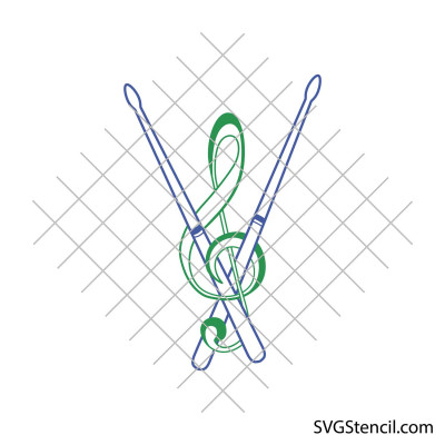 Drumstick and music key svg | Layered design