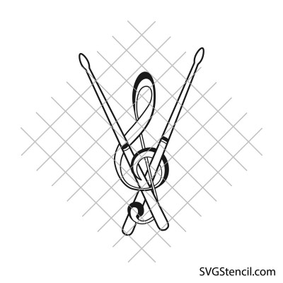 Drumstick and music key svg | Layered design