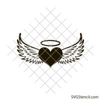 Heart with angel wings svg | Memorial wings svg