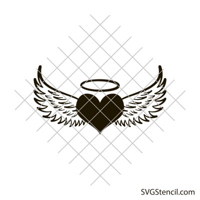 Heart with angel wings svg | Memorial wings svg