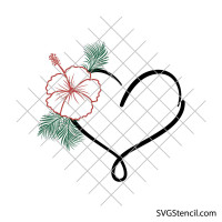 Hibiscus with heart svg | Layered design