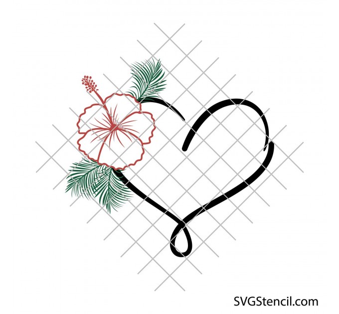 Hibiscus with heart svg | Layered design
