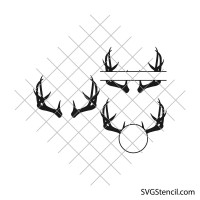 Reindeer antlers svg | Deer antler monogram svg