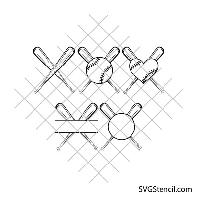 Crossed baseball bats svg | Baseball monogram svg