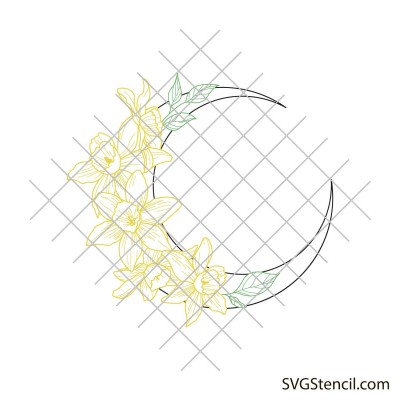 Daffodil and moon svg design | Layered design