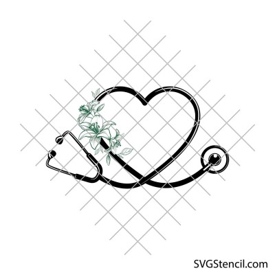 Floral nurse stethoscope svg | Nurse life svg