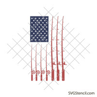 Fishing pole flag svg | American flag for fisherman svg