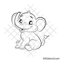 Cute baby elephant svg | Elephant cricut svg