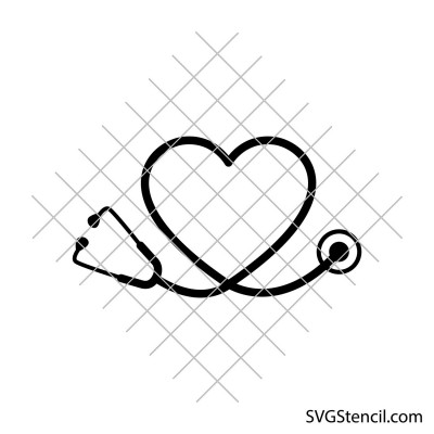 Nurse heart stethoscope svg | Nursing svg
